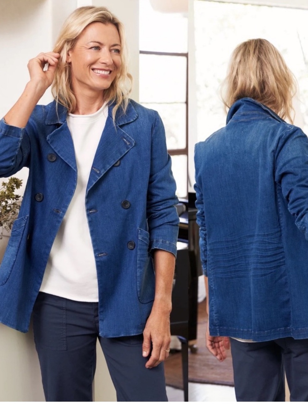 Frank & Eileen Belfast English Peacoat Italian Blue Denim Women's Medium